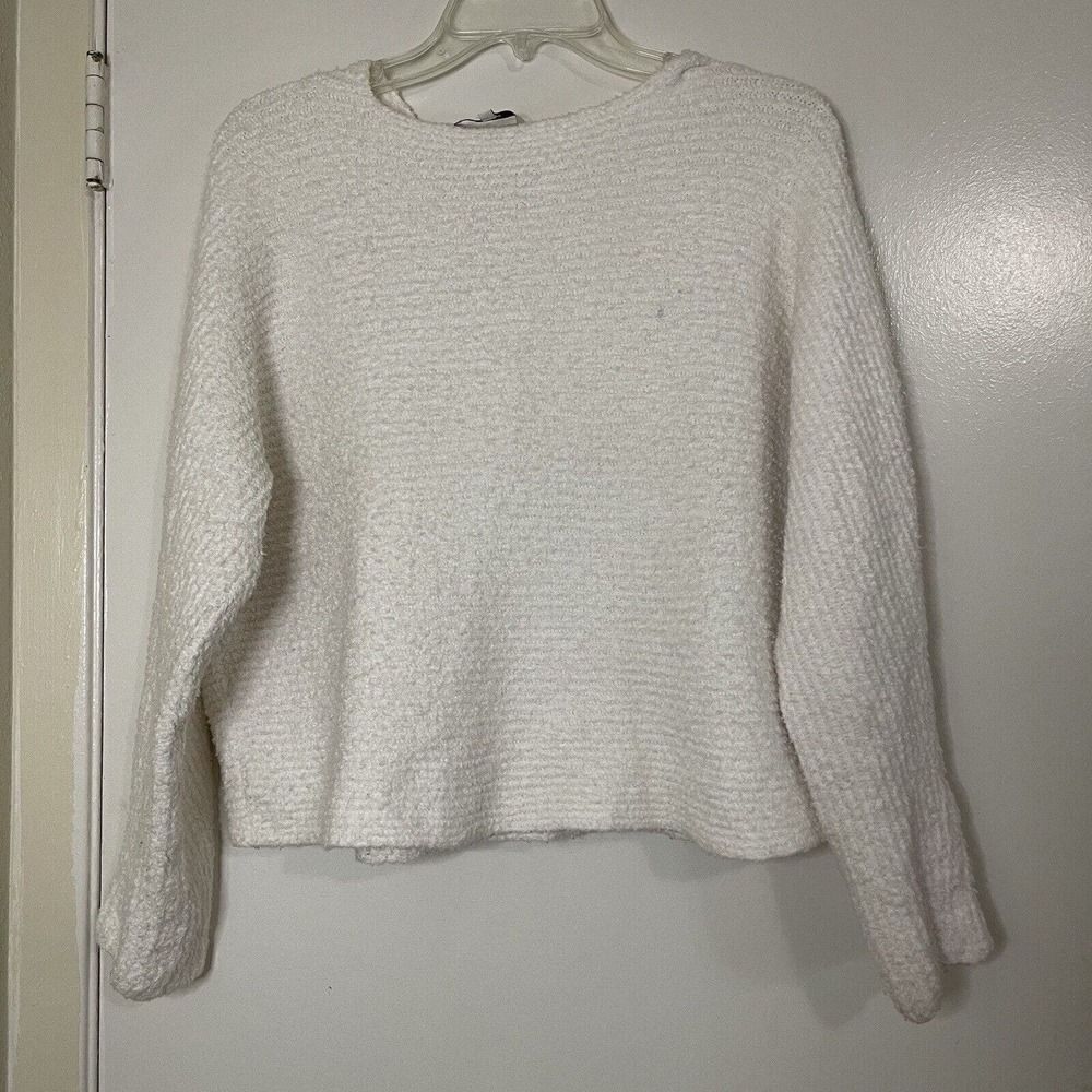 VINCE. Ivory white fuzzy Pullover lounge casual knit hoodie sweater size XS